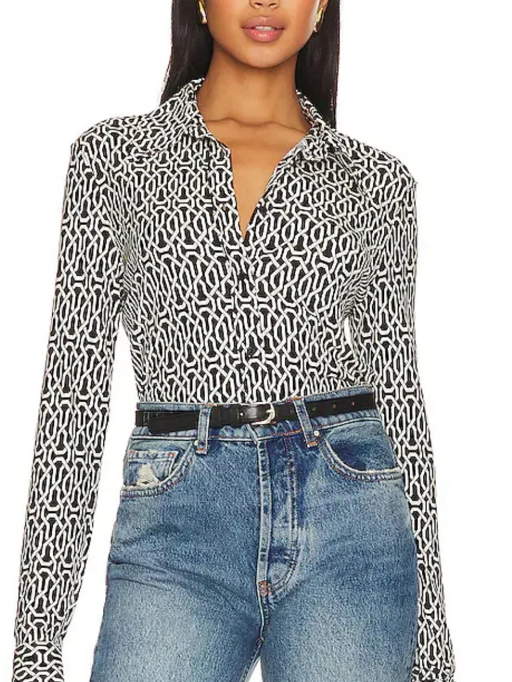 Nili Lotan Celestine Button Front Shirt Size Medium - Picture 6 of 6